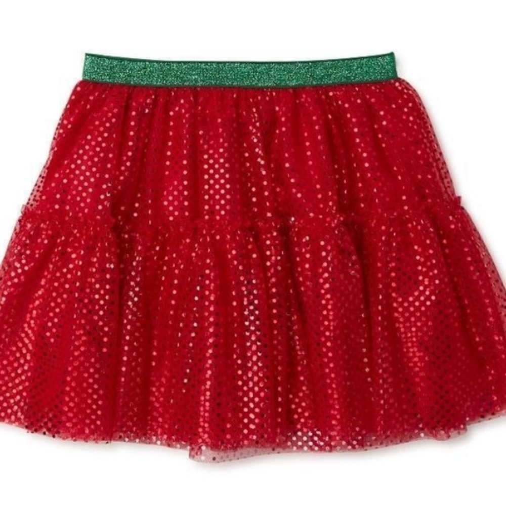Holiday Time Girl’s Red Christmas Tulle Skirt